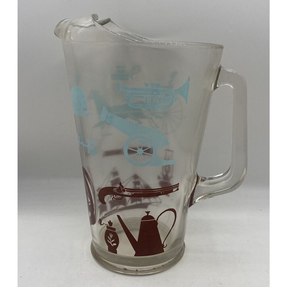 Vintage Anchor Hocking Colonial Heritage Design Ice Lip Glass Pitcher